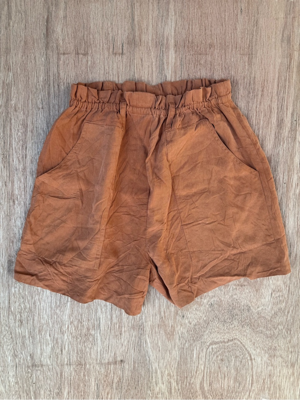 Zara Rust-Orange Paperbag Waist Shorts
